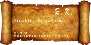 Risztics Krisztián névjegykártya